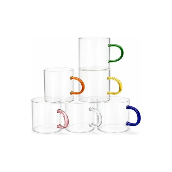 6 Tazas 130 Ml De Diseño Con Manijas De Color Big Buda Home Mix Liso